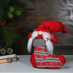 Northlight 14.5" Red And Gray "Isolde" Gnome In Christmas Stocking Tabletop Decoration -Northlight Shop northlight yj37591 3 69789.1664292928