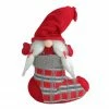 Northlight 14.5" Red And Gray "Isolde" Gnome In Christmas Stocking Tabletop Decoration