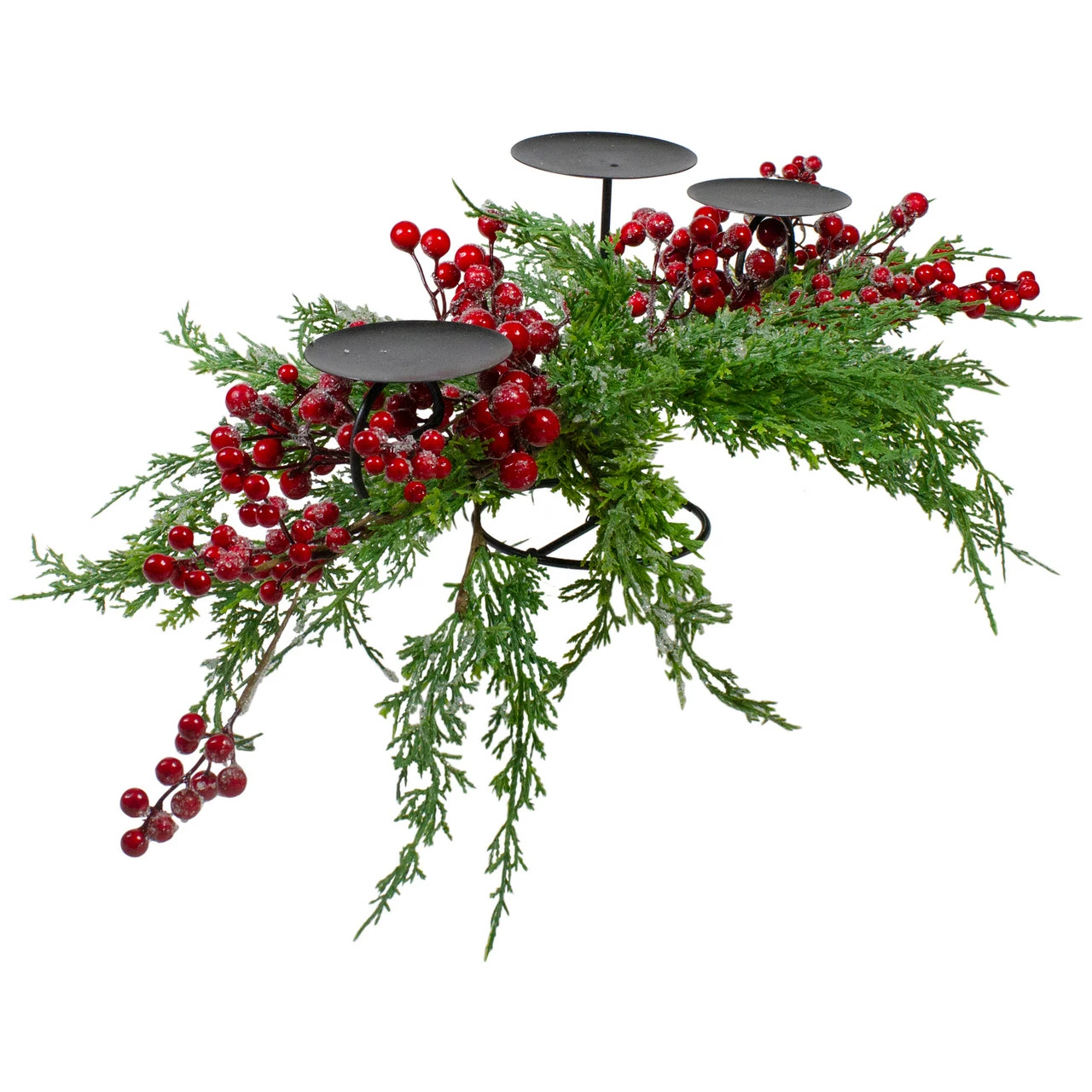 Northlight 32" Frosted Red Berry Candle Holder Christmas Tabletop Decor 2 Northlight 32" Frosted Red Berry Candle Holder Christmas Tabletop Decor - Image 2
