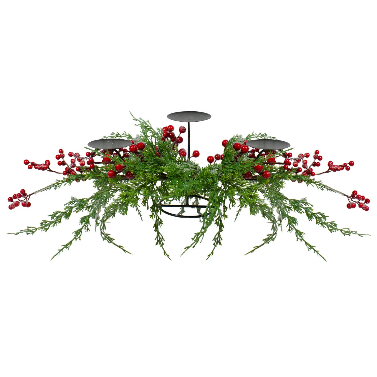 Northlight 32" Frosted Red Berry Candle Holder Christmas Tabletop Decor 1 Northlight 32" Frosted Red Berry Candle Holder Christmas Tabletop Decor
