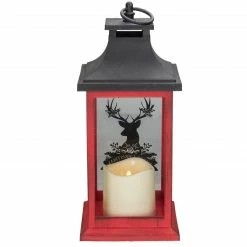 Northlight 12" Red And Black LED Candle With Deer Christmas Lantern -Northlight Shop northlight yw90664 3 sample 61472.1603850562