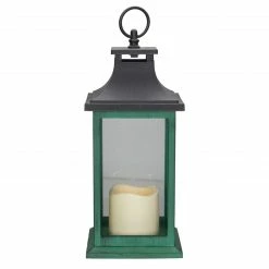 Northlight 12" Green And Black LED Candle With Christmas Tree Tabletop Lantern -Northlight Shop northlight yw90665 1 99749.1603850523