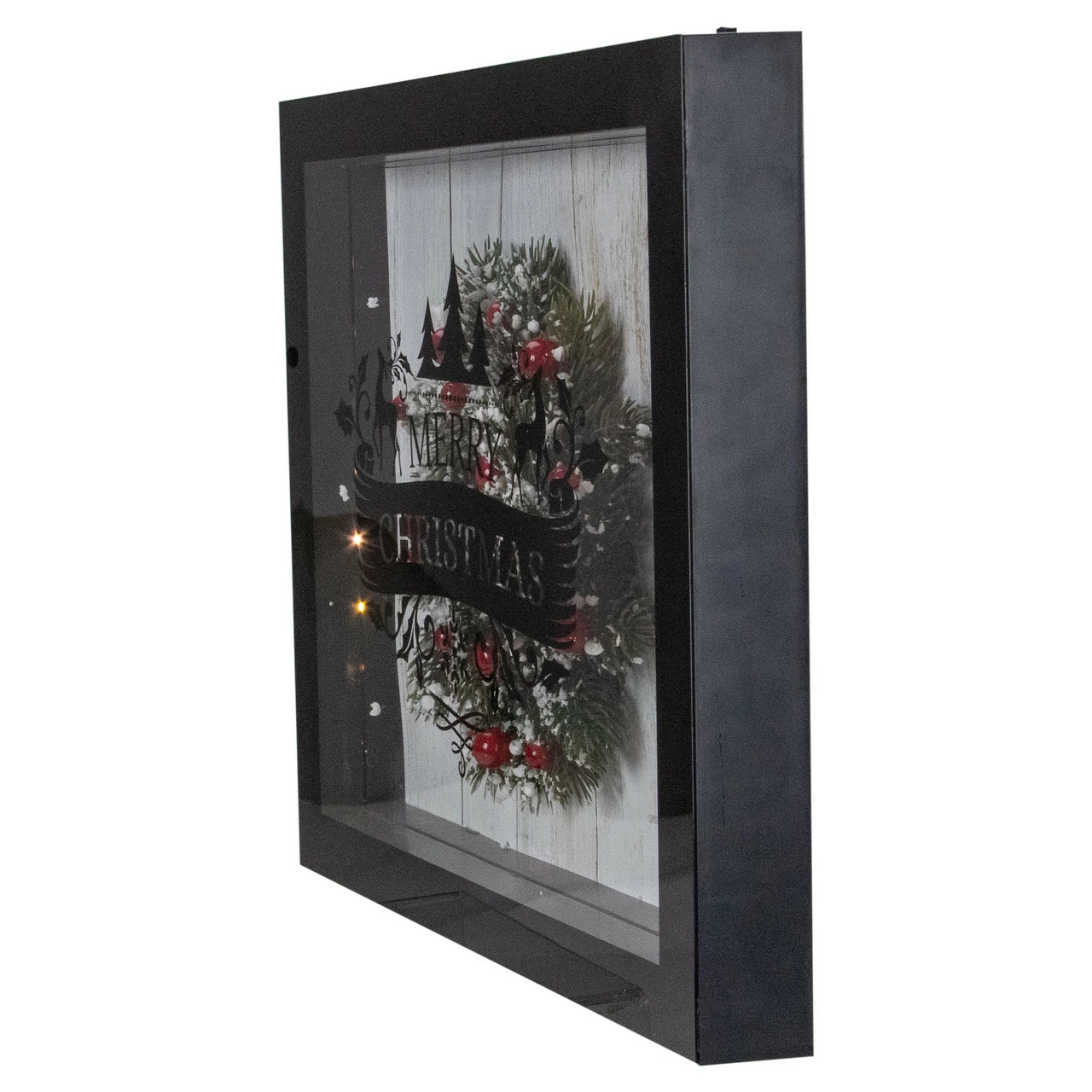 Northlight 14" Black Framed 3D "Merry Christmas" LED Christmas Box Decor 4 Northlight 14" Black Framed 3D "Merry Christmas" LED Christmas Box Decor - Image 4