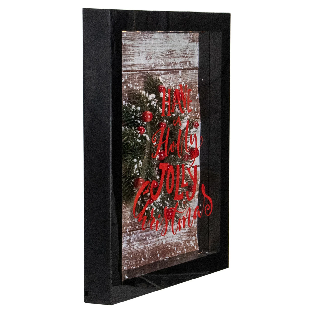 Northlight 14" Black Framed 3D "Have A Holly Jolly Christmas" LED Christmas Box Decor 3 Northlight 14" Black Framed 3D "Have A Holly Jolly Christmas" LED Christmas Box Decor - Image 3