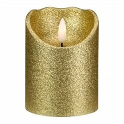 Northlight 4" LED Gold Glitter Flameless Christmas Decor Candle