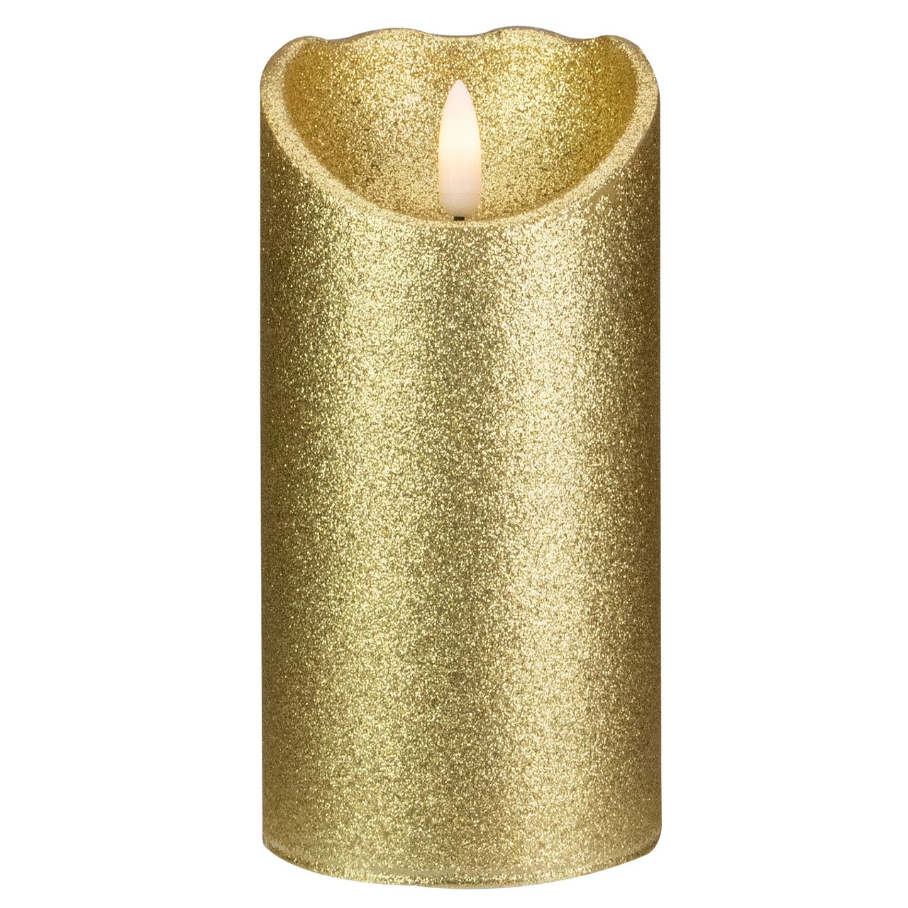 Northlight 6" LED Gold Glitter Flameless Christmas Decor Candle 1 Northlight 6" LED Gold Glitter Flameless Christmas Decor Candle