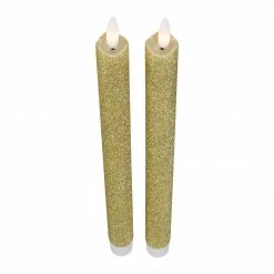 Northlight Set 2 Gold Glittered Flameless LED Taper Christmas Candles 11" -Northlight Shop northlight yw90687 2 sample 32523.1663689462