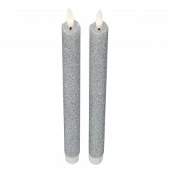 Northlight Set 2 Silver Glittered LED Flameless Taper Christmas Candles 11" -Northlight Shop northlight yw90688 2 sample 32989.1664638679