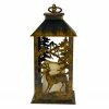 Northlight 13.5" Deer And Tree Christmas Lantern With Flameless LED Candle