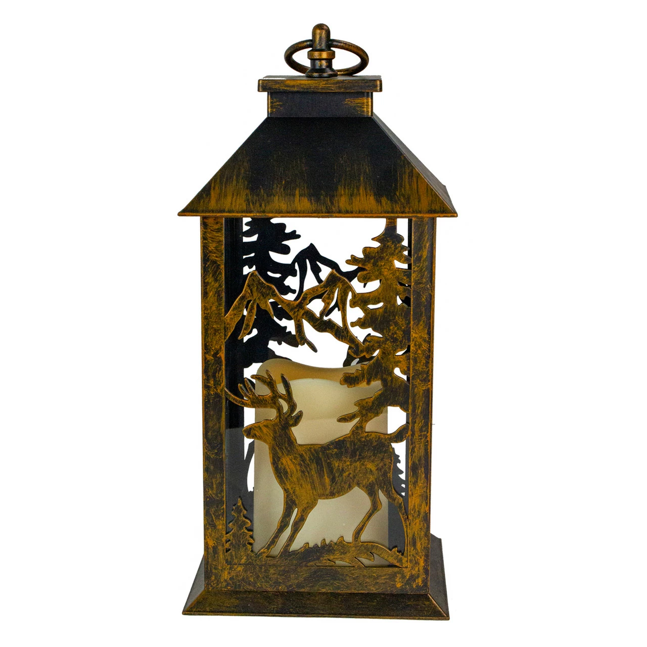 Northlight 13.5" Deer And Tree Christmas Lantern With Flameless LED Candle 1 Northlight 13.5" Deer And Tree Christmas Lantern With Flameless LED Candle