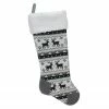 Northlight 21" Black, Gray And White Rustic Lodge Knit Christmas Stocking With Sherpa Cuff