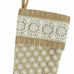 Northlight 20.5" Brown And White Lace Cuff Christmas Stocking -Northlight Shop northlightl85532 21809.1636632921