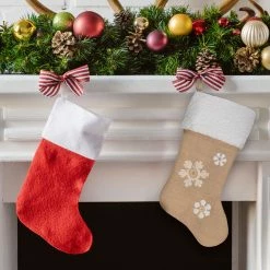 Northlight 20.5" Beige And Ivory Snowflake Embroidered Christmas Stocking -Northlight Shop northlightl88018 31276.1636632931