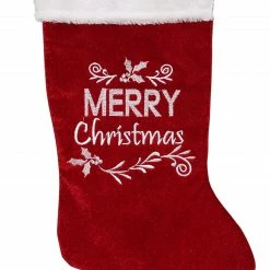 Northlight 20" Red And White "Merry Christmas" Velour Christmas Stocking -Northlight Shop northlightn90769 59747.1636632935