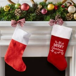 Northlight 20" Red And White "Merry Christmas" Velour Christmas Stocking -Northlight Shop northlightn90769b 95877.1636632935