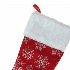 Northlight 20-Inch Red And Silver Glitter Snowflakes Christmas Stocking With A Faux Fur Accent -Northlight Shop northlightn90779 36829.1636632934