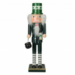Nutcracker Factory 14" Green Luck Of The Irish Leprechaun Wooden Christmas Nutcracker