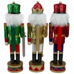 Nutcracker Factory Set Of 3 Red Sequin Jacket Wooden Christmas Nutcrackers 14.25" -Northlight Shop nutcrackerfactory 97166 2updated 33966.1665610430
