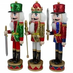 Nutcracker Factory Set Of 3 Red Sequin Jacket Wooden Christmas Nutcrackers 14.25" -Northlight Shop nutcrackerfactory 97166 3updated 47487.1665610430