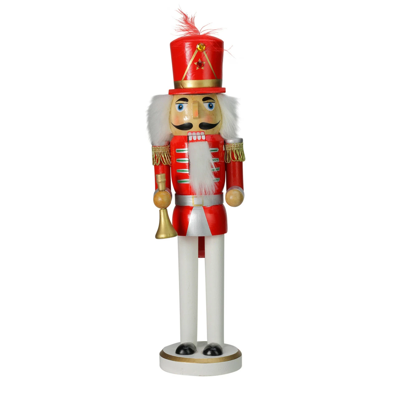 Northlight 14" Red And White Wooden Christmas Nutcracker With Horn 1 Northlight 14" Red And White Wooden Christmas Nutcracker With Horn