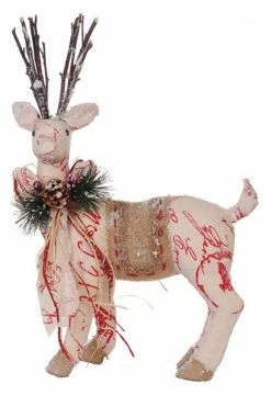 A&B Home 17" Country Cabin Snow Flocked Left Facing Reindeer Christmas Figure