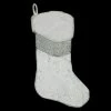 Northlight 19" White And SIlver Iridescent Sequined Leaf Christmas Stocking With Faux Fur Cuff