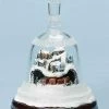 Roman 8.25" White And Brown Musical Lighted Bell With Rotating Winter Scene Christmas Tabletop Decor