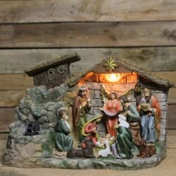 Northlight 11-Piece Pre-Lit Brown Christmas Nativity Figurine Set With Water Fountain 11" - Warm White Light -Northlight Shop ovgjrs6yfsd8vy4suwytiaxm9olnbfzt 68887.1588403370