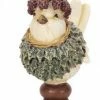 Diva At Home 6.75" Cream White And Green Holly Bird On Pedestal Christmas Tabletop