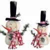 Melrose Set Of 2 White And Red Jolly Snowmen Christmas Tabletop Figurines 15"