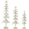 Melrose Set Of 3 White And Clear Gem Accented Tabletop Christmas Tree 33"