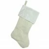Northlight 18" Cream White Quilted Christmas Stocking With A Velvet Cuff