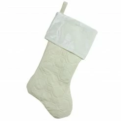 Northlight 18" Cream White Quilted Christmas Stocking With A Velvet Cuff