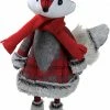 Northlight 18" Red And Gray Plaid Girl Fox Christmas Figurine