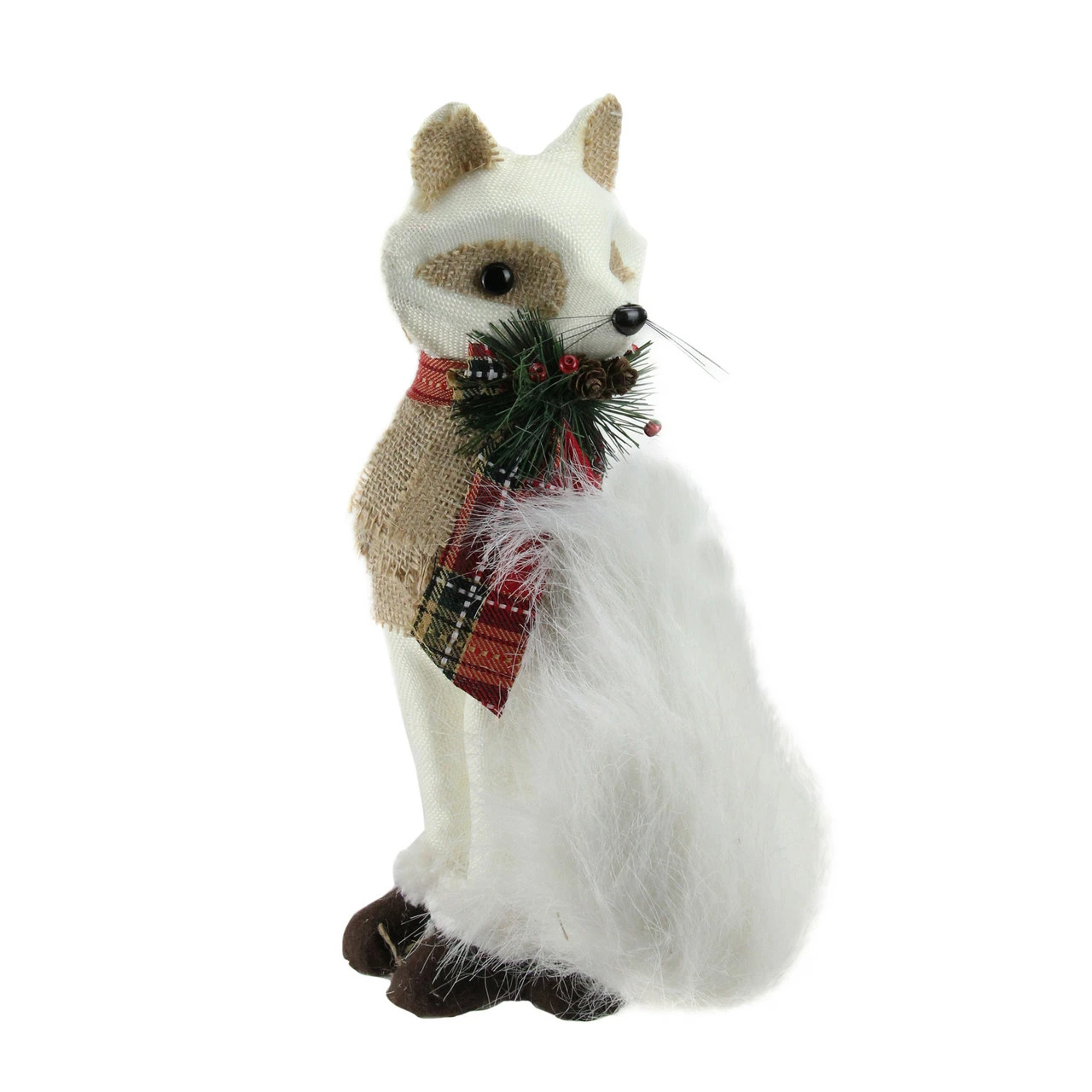 Northlight 13" Cream White And Black Fox With Plaid Bow Christmas Figurine 2 Northlight 13" Cream White And Black Fox With Plaid Bow Christmas Figurine - Image 2