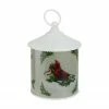 Roman 7.5" White And Red Battery Operated LED Lighted Resting Cardinal Scene Christmas Lantern