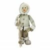 Northlight 21.5" White And Brown Skiing Snowman Christmas Figure Decoration