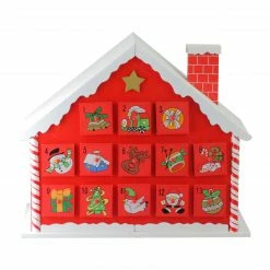 Northlight 10.25" Red And White Advent House With Chimney Storage Box