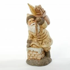 Kurt Adler 11.75" Brown And White Glittered Christmas Tabletop Decor