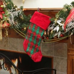 Northlight 19" Christmas Traditions Red, Green And Gold Woven Plaid And Velvet Stocking -Northlight Shop qtgvze3h9gkhlt52mydea9vxm0i46lpz 34587.1640906551