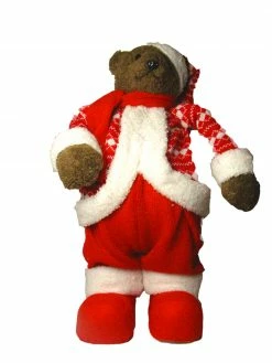 Allstate 19" Red And White Knit Suit Bear Christmas Tabletop Figurine