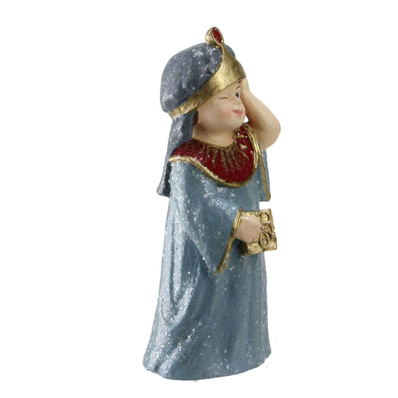 CC Home Furnishings 5.5" Gray And Gold Glittered Wise-Man Child With Present Christmas Nativity Figurine 3 CC Home Furnishings 5.5" Gray And Gold Glittered Wise-Man Child With Present Christmas Nativity Figurine - Image 3