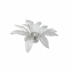 Raz 13" White Glittered Poinsettia Christmas Votive Candle Holder