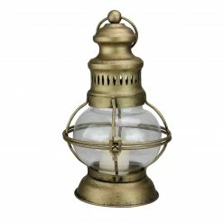 Raz 10β Golden Antique Style Weathered Glass Christmas Candle Lantern