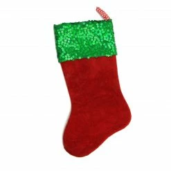 Northlight 19" Red And Green Chevron Sequin Christmas Stocking