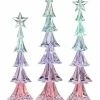Roman Set Of 3 Icy Crystal LED Christmas Tree With Star Christmas Tabletop Decors - 16"