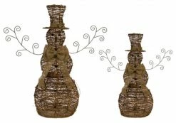 Melrose Set Of 2 Brown Lighted Snowmen Christmas Figurines 36"