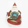 Roman 6.5" Red And White Striped Yarn Wrapped Santa Claus With Wreath Christmas Figurine