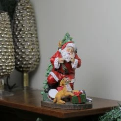 Roman 8.75" Tiptoeing Santa With Smiling Dog Christmas Tabletop Figurine -Northlight Shop roman20131654 3 42171.1587644956