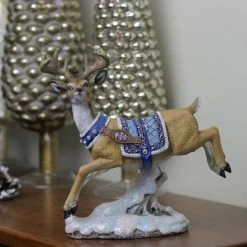 Roman 7.5" Joseph’s Studio Leaping Reindeer With Blue Harness Christmas Tabletop Figure -Northlight Shop roman20633200 3 50628.1663687737